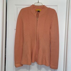 St. John Peach Zip front swing cardigan sweater